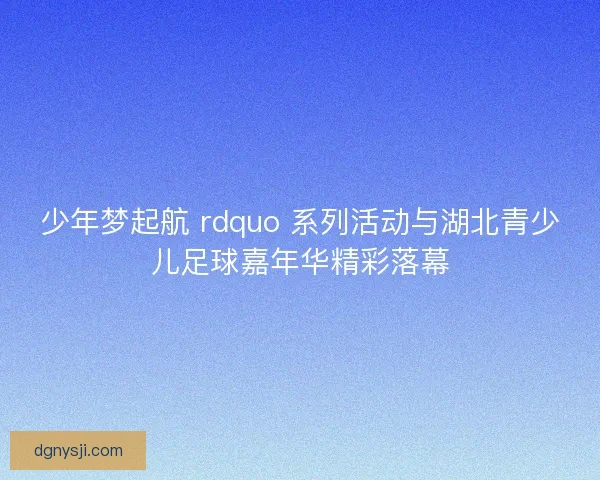 少年梦起航 rdquo 系列活动与湖北青少儿足球嘉年华精彩落幕