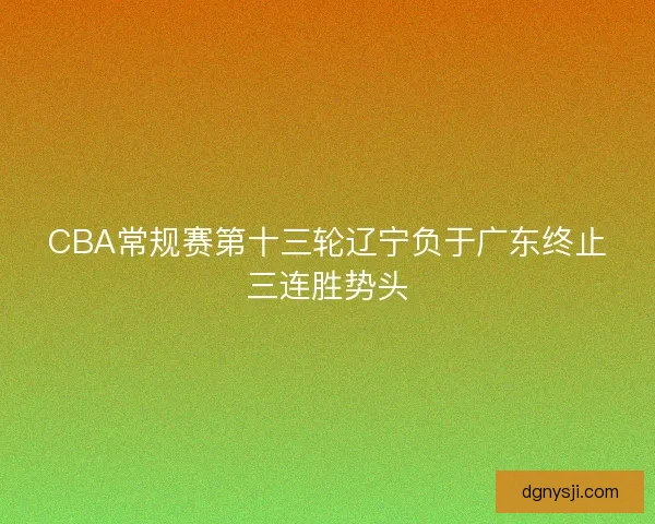 CBA常规赛第十三轮辽宁负于广东终止三连胜势头